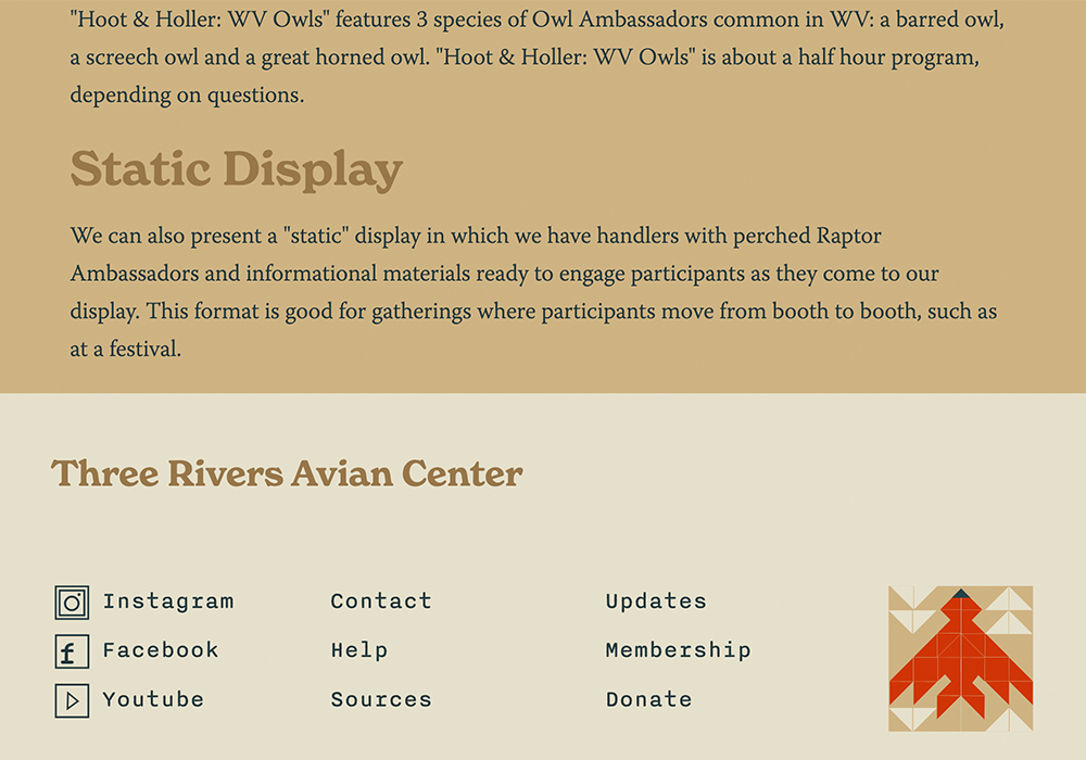 screenshot of trac website footer